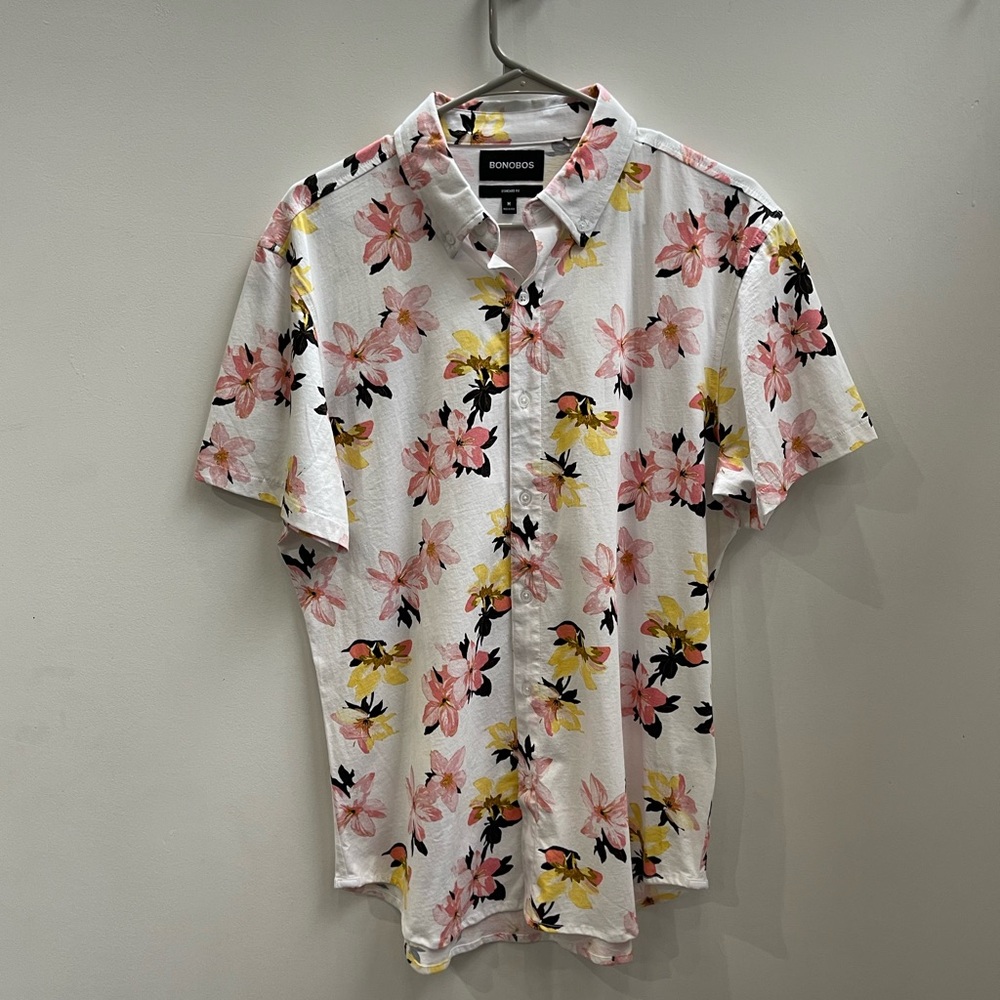 Bonobos Riviera Men's Floral Button-Down Shirt - White, Pink, Yellow